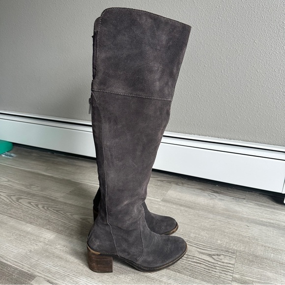 Lucky Brand Gray Suede Over the Knee Boots 8 - Picture 4 of 13